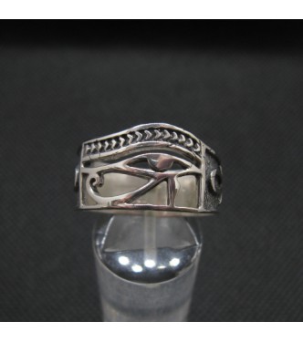 R002104 Genuine Sterling Silver Ring Band Hallmarked Solid 925 Amon Ra Eye Handmade